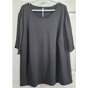 Adrianna Papell Black Short Sleeves With Pleats Size 3x